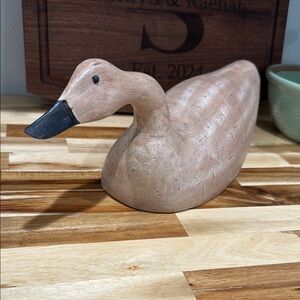 Handcrafted Wooden Duck Sculpture